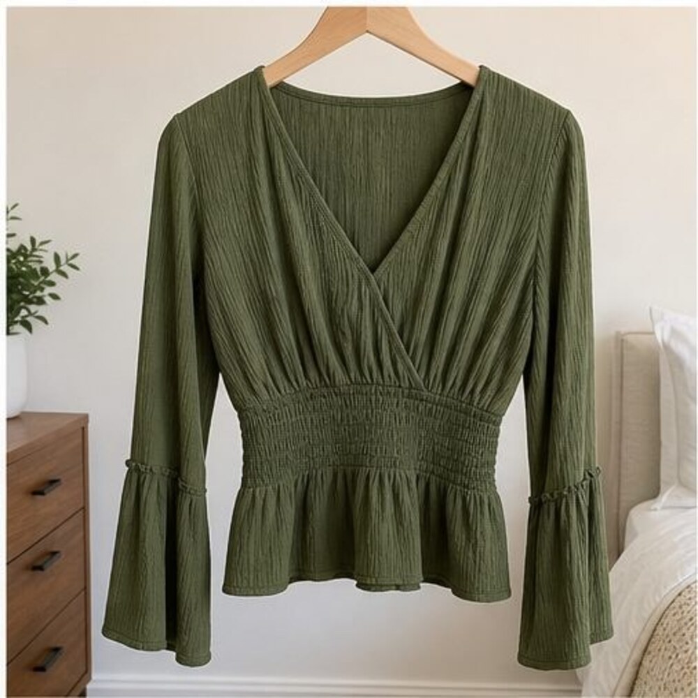 Navy Tie Neck Blouse